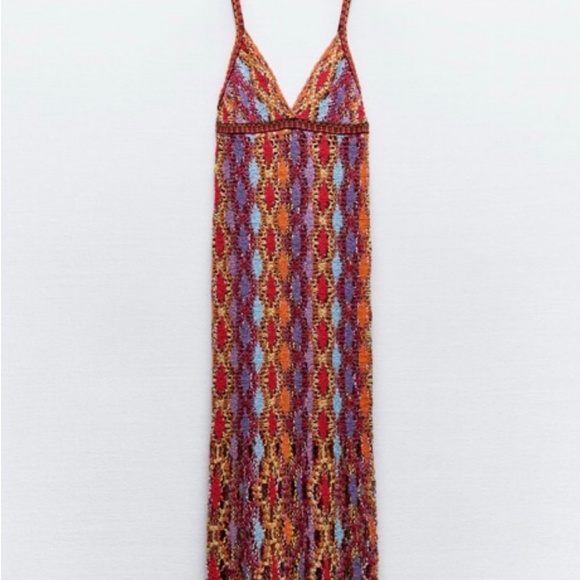 Gorgeous multicoloured crochet dress from Zara with fringe - Picture 13 of 16